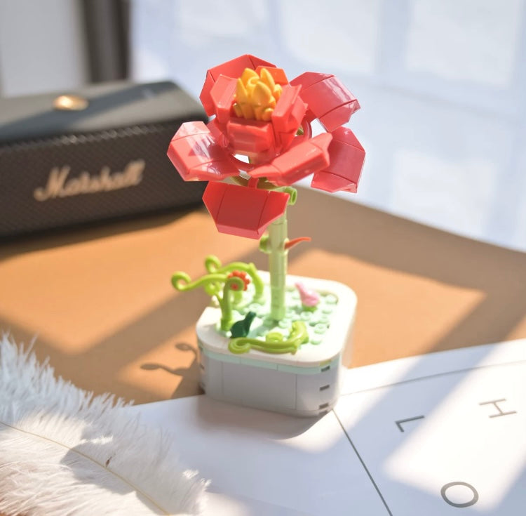 Mini Block Building Flower Series 1  | Daisy Pink Rose Sunflower - Tiny Particle Assembly DIY Handmade Gift KawaiiGiftLand