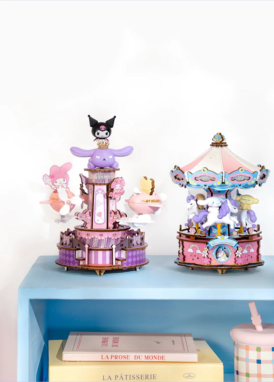 Rolife x Sanrio Character Amusement Park Music Box Craft Kits Set | My Melody Kuromi Cinnamoroll Amusement Rides Merry Go Round - DIY Handmade Wooden Mini World Miniature Gift KawaiiGiftLand
