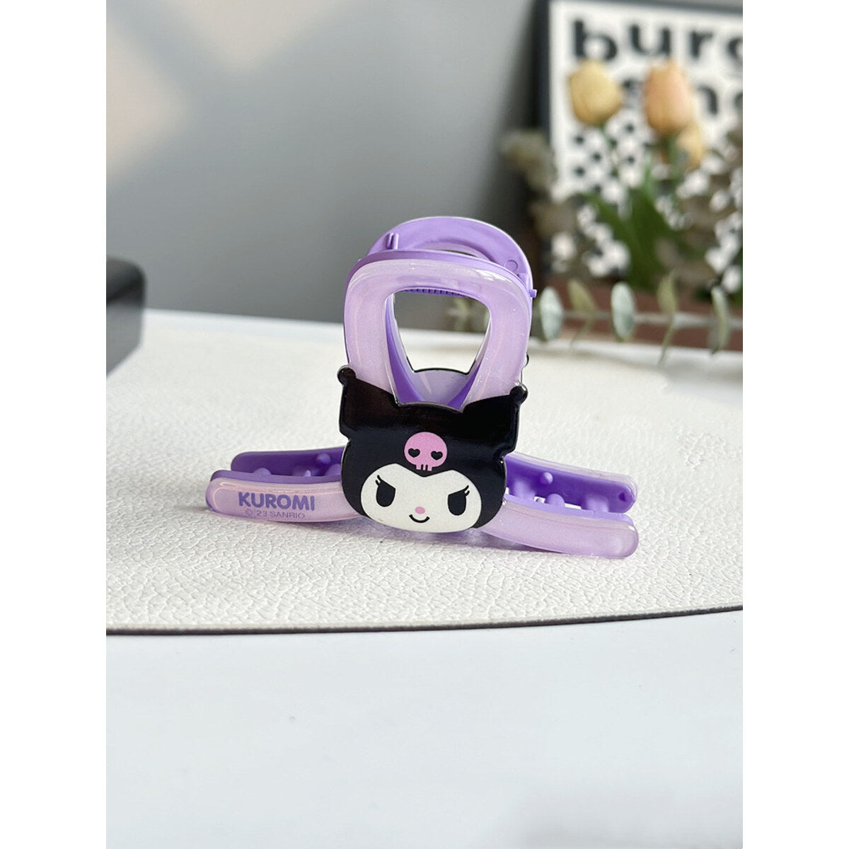 Kuromi purple glitter medium claw clip product photo