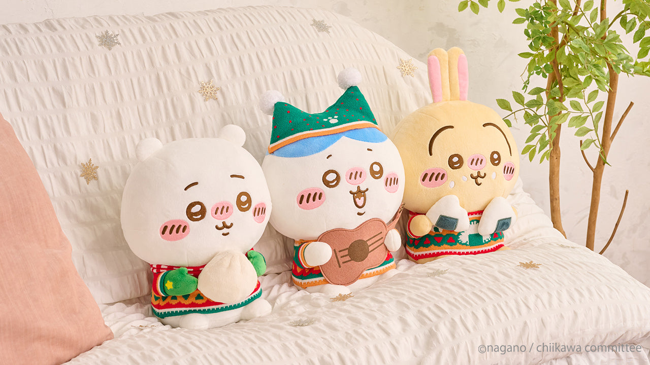 Japan ChiiKawa Christmas X Convenience Store Lottery | Prize A B C D E - ChiiKawa Hachiware Usagi Momonga Kurimanju Giant Plush Doll Cushion Keychain Plate Candle Crystal Ball Kawaii items Room Decoration KawaiiGiftLand