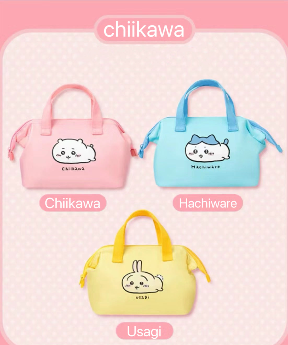 ChiiKawa X Miniso | ChiiKawa Hachiware Usagi Lunch Bag - Kawaii items Room Decoration KawaiiGiftLand