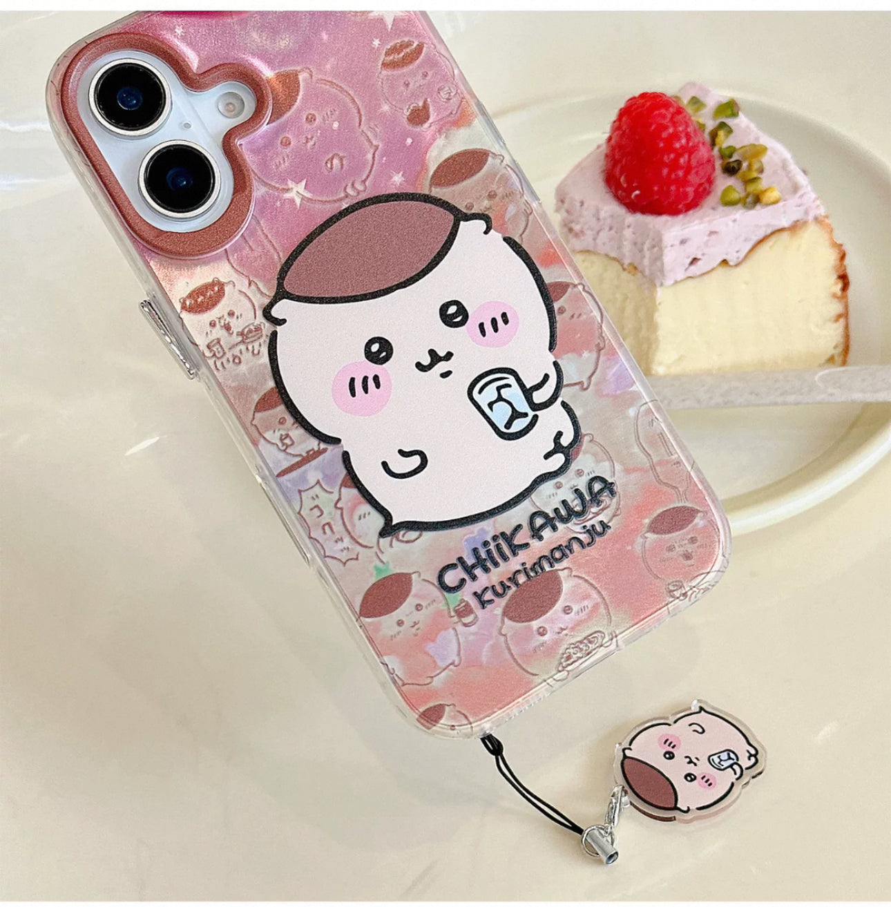 Japanese Cartoon iPhone Case with Strap | Laser Kurimanju Rakko Shisa Furuhonya - iPhone CasePhone Case 7 8 PLUS SE2 XS XR X 11 12 13 14 15 Pro Promax 12mini 13mini