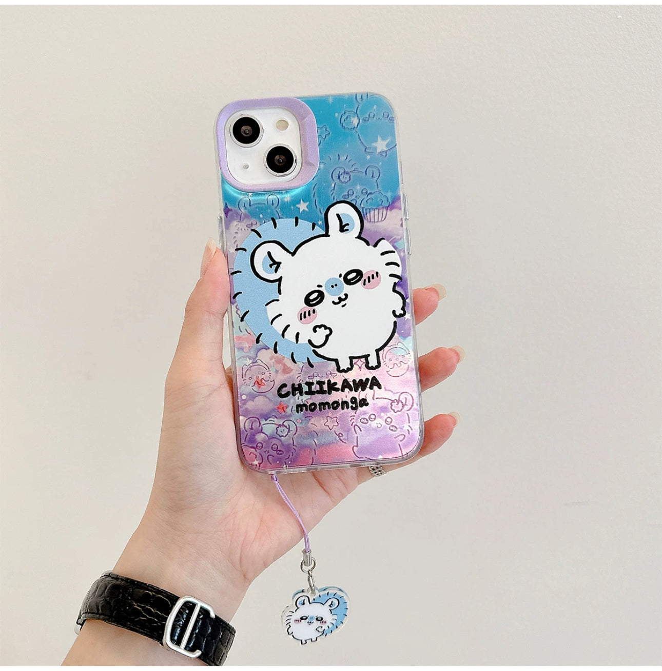 Japanese Cartoon iPhone Case with Strap | Laser Outing ChiiKawa Hachiware Usagi Momonga - iPhone CasePhone Case  7 8 PLUS SE2 XS XR X 11 12 13 14 15 16 Pro Promax 12mini 13mini KawaiiGiftLand