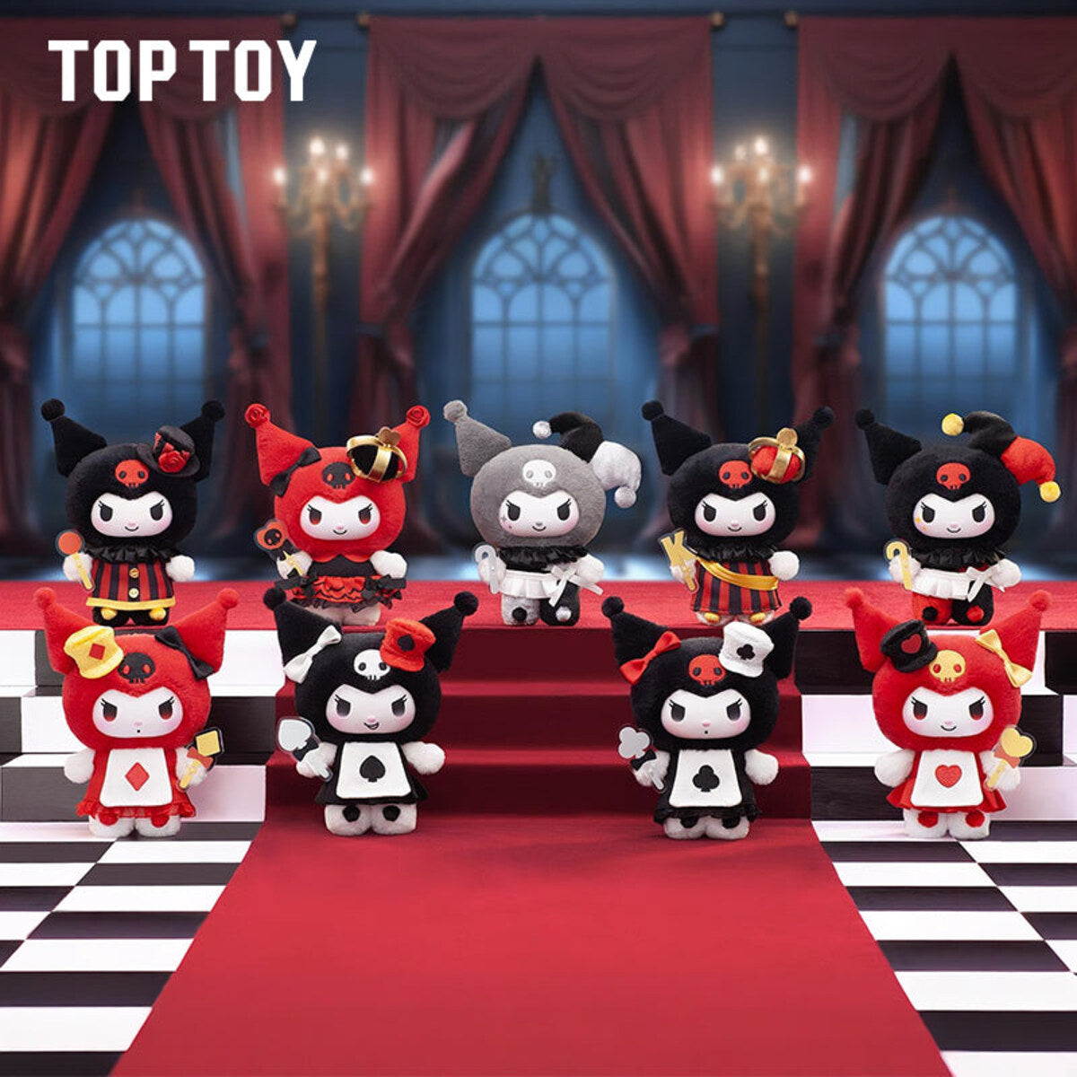 TOPTOY Kuromi Poker Kingdom Series plush pendant blind box lineup of all nine playing-card designs