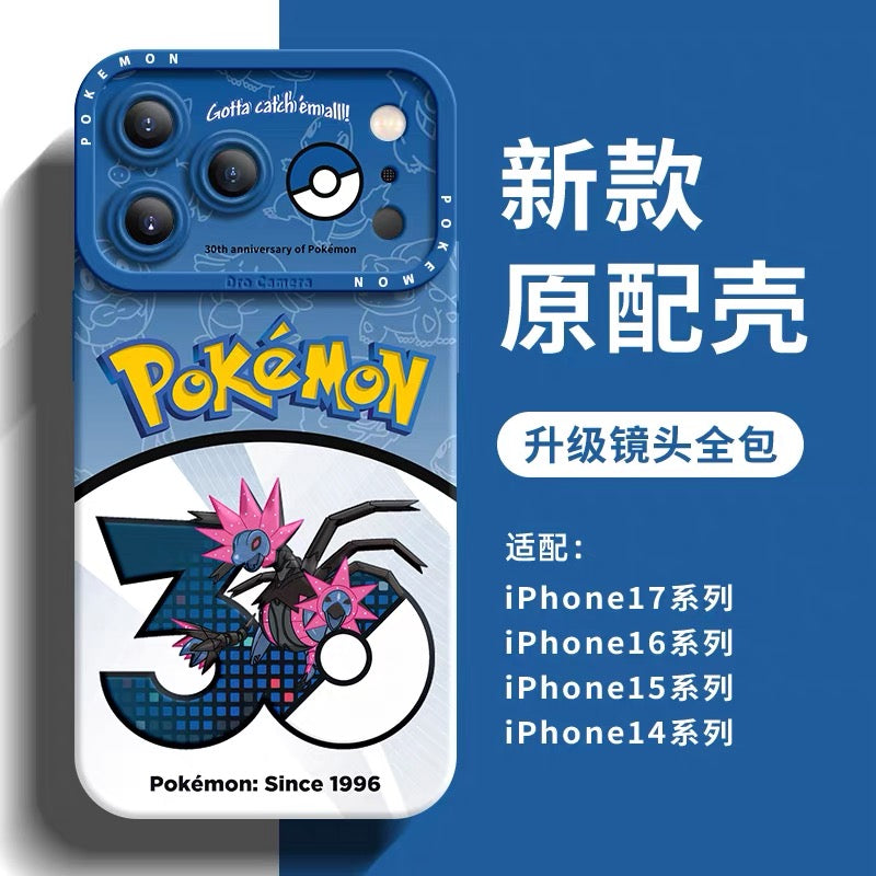 Japanese Cartoon Pokemon Silicone Case Pokemon 30 Anniversary Version Part29 | Roaring Moon Scream Tail Flutter Mane Great Tusk Iron Hands Iron Thorns Iron Jugulis Iron Valiant 8 Styles - iPhone Case 12 13 14 15 16 16e 17 17e 18 Pro Promax 12mini 13mini