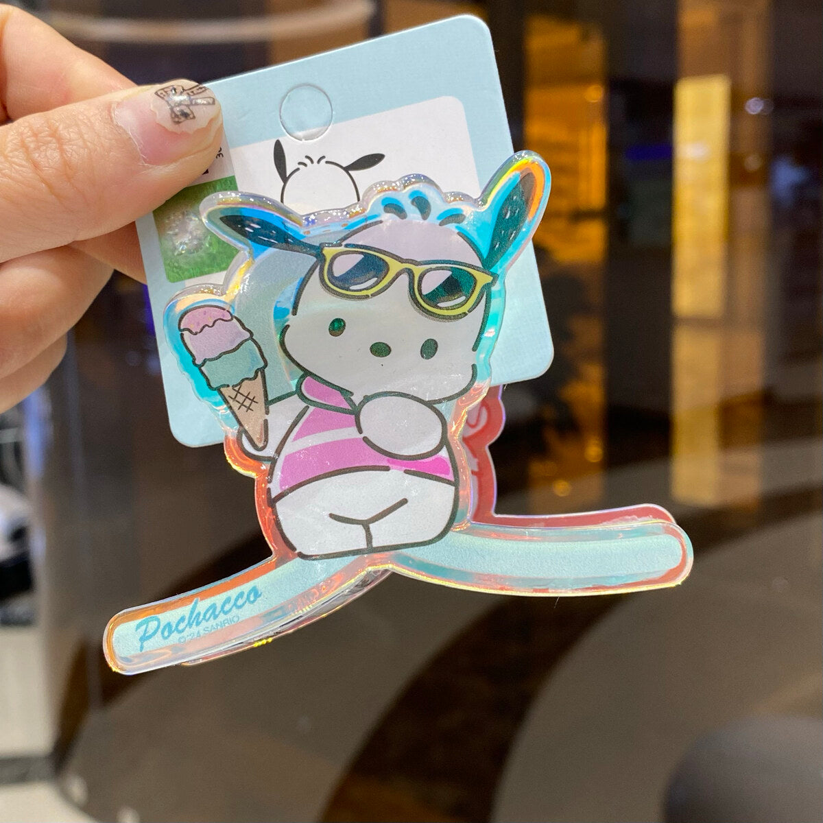 Pochacco laser holo medium claw clip 8.5cm