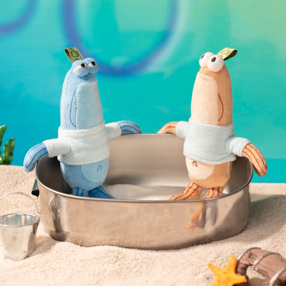POP MART SpongeBob SquarePants Bikini Bottom Buddies Whimsical Plush - secret Sardine Brothers design in a wash tub