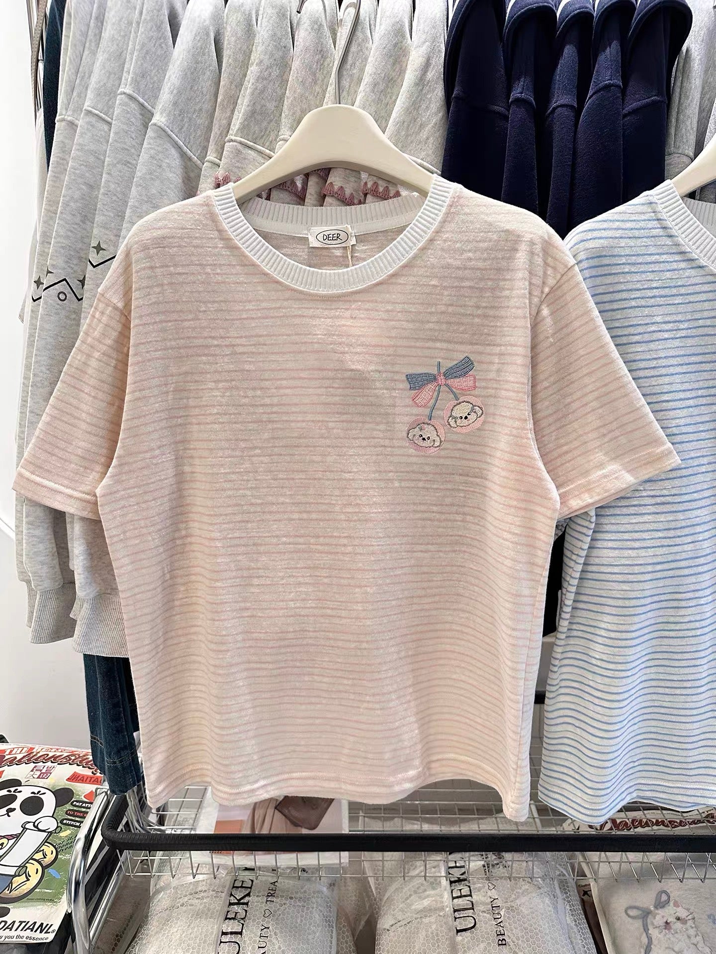Korean Fashion Cute Animals Style T-Shirt Series | Cherry White Puppy - Kawaii Fashion Items