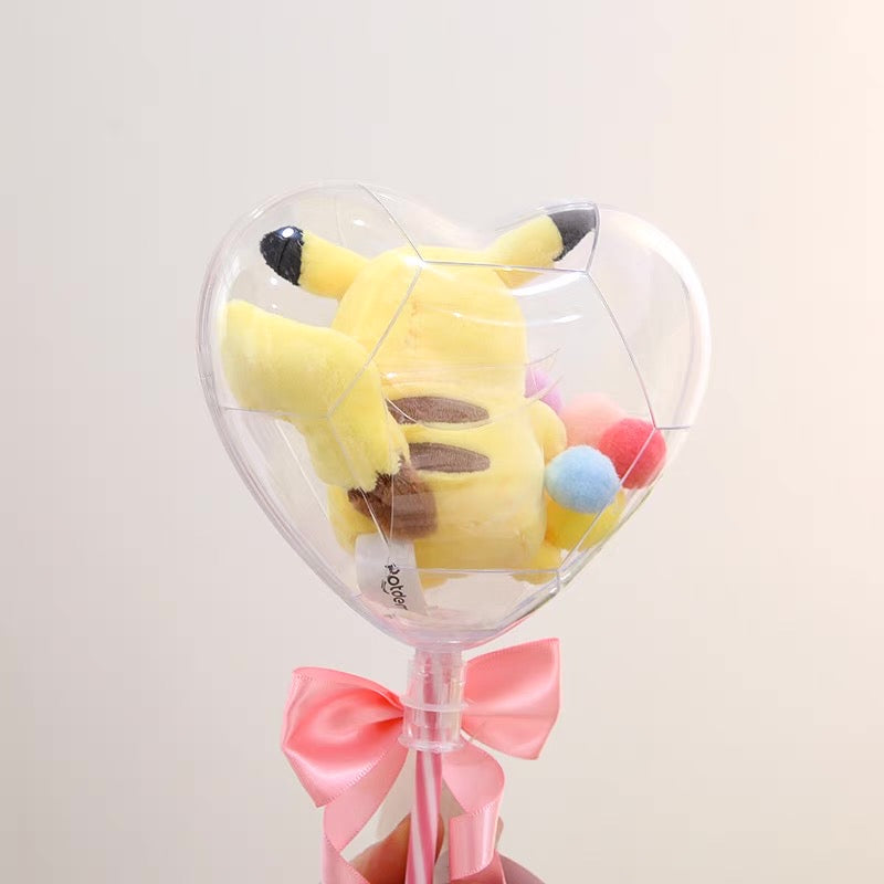 Japan Cartoon Pokemon | Pikachu Valentine Heart Flower  - Mascot Plush Doll Kawaii Decoration KawaiiGiftLand