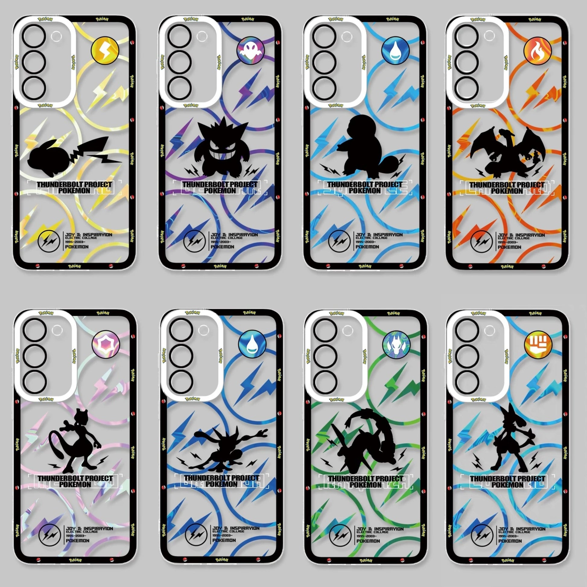 Japan Cartoon Pokemon Thunderbolt Project Version | Pikachu Gengar Squirtle Mewtwo Ash Greninja Charizard Rayquaza Lucario - Phone Case Samsung Galaxy S26 S25 S24 S23 S22 S21 FE Ultra Edge