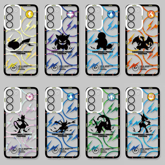 Japan Cartoon Pokemon Thunderbolt Project Version | Pikachu Gengar Squirtle Mewtwo Ash Greninja Charizard Rayquaza Lucario - Phone Case Samsung Galaxy S26 S25 S24 S23 S22 S21 FE Ultra Edge