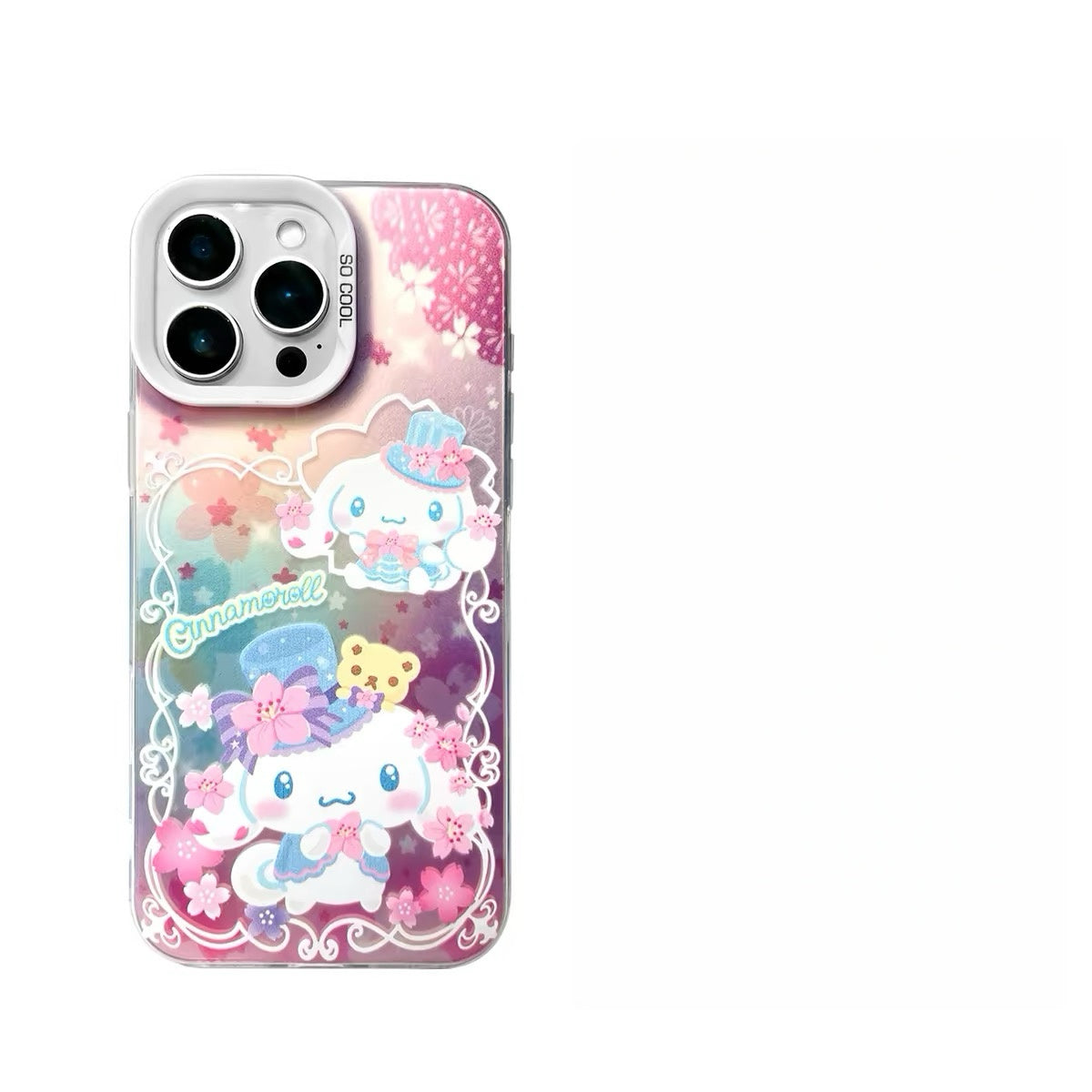 Japanese Cartoon Sanrio Sakura Laser Case | Hello Kitty My Melody Kuromi Cinnamoroll 4 Styles - Phone Case Samsung Galaxy S26 S25 S24 S23 S22 S21 FE Ultra Edge