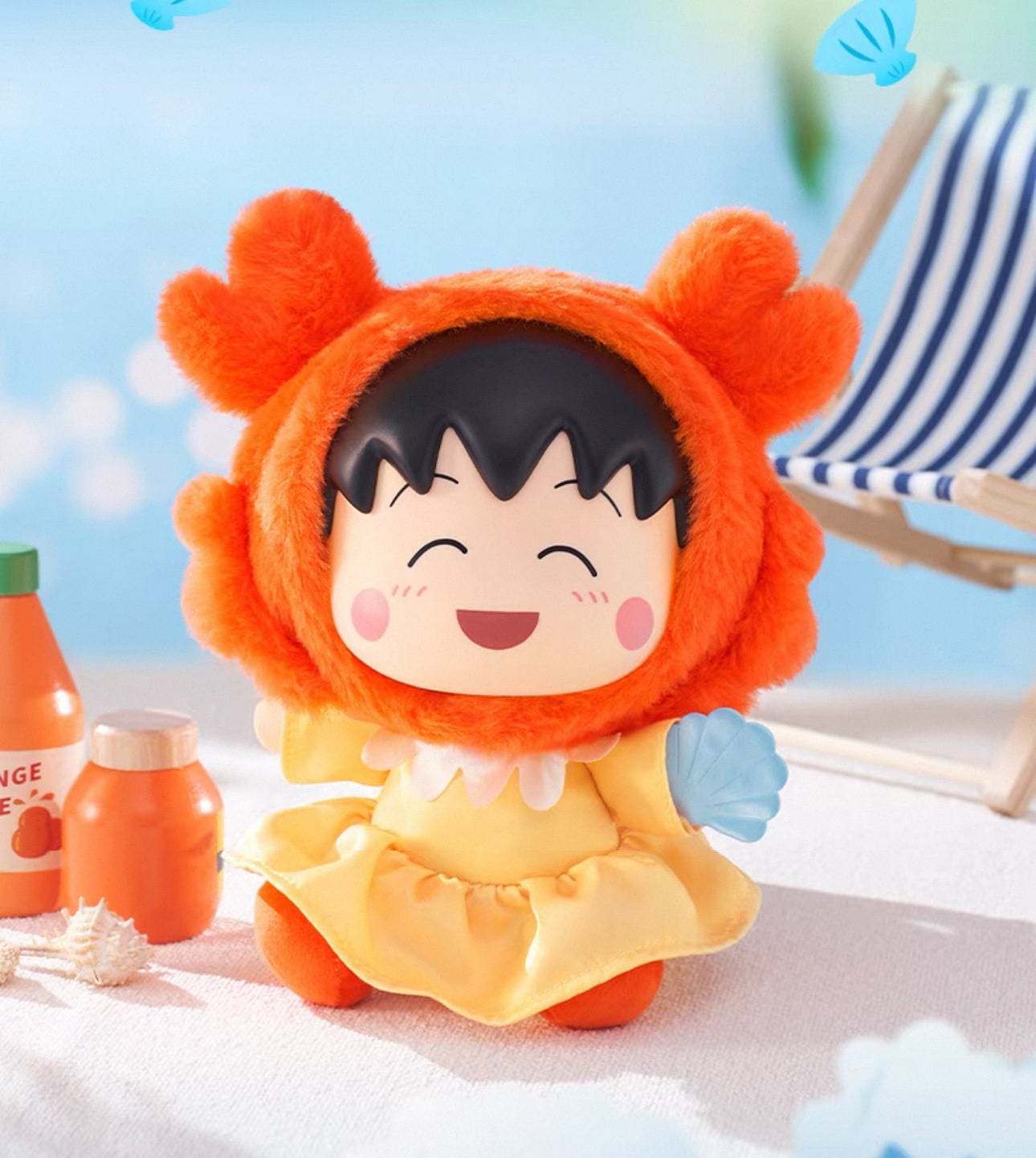 Chibi Maruko Chan Spring Lovely Day Part 1 Series Vinyl Plush Doll | Cherry Crab Cuttlefish Octopus Rabbit - Vinyl Face Plush Doll Figure Keychain Collectable Toys Mystery Blind Box
