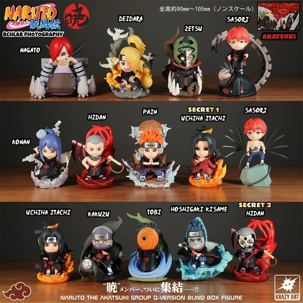 Naruto Ninja The Akatsuki Group Q Version Series Part 1 | Naruto Shippuuden Uchiha Itachi Sasori Deidara Tobi Hoshigaki Kisame Zetsu - Figure Collectable Toys Mystery Blind Box