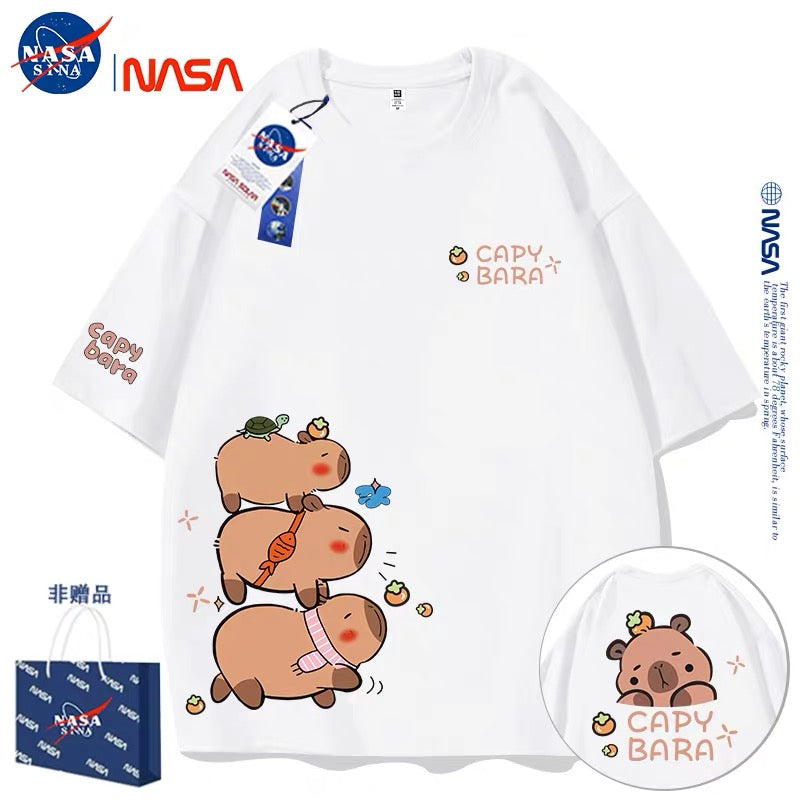 Cute Animals Capybara Style T-Shirt Series | Fun Capybara Group Front & Back Part1 - Kawaii Fashion Items for Child & Adult Matching outfits for Parents and Children