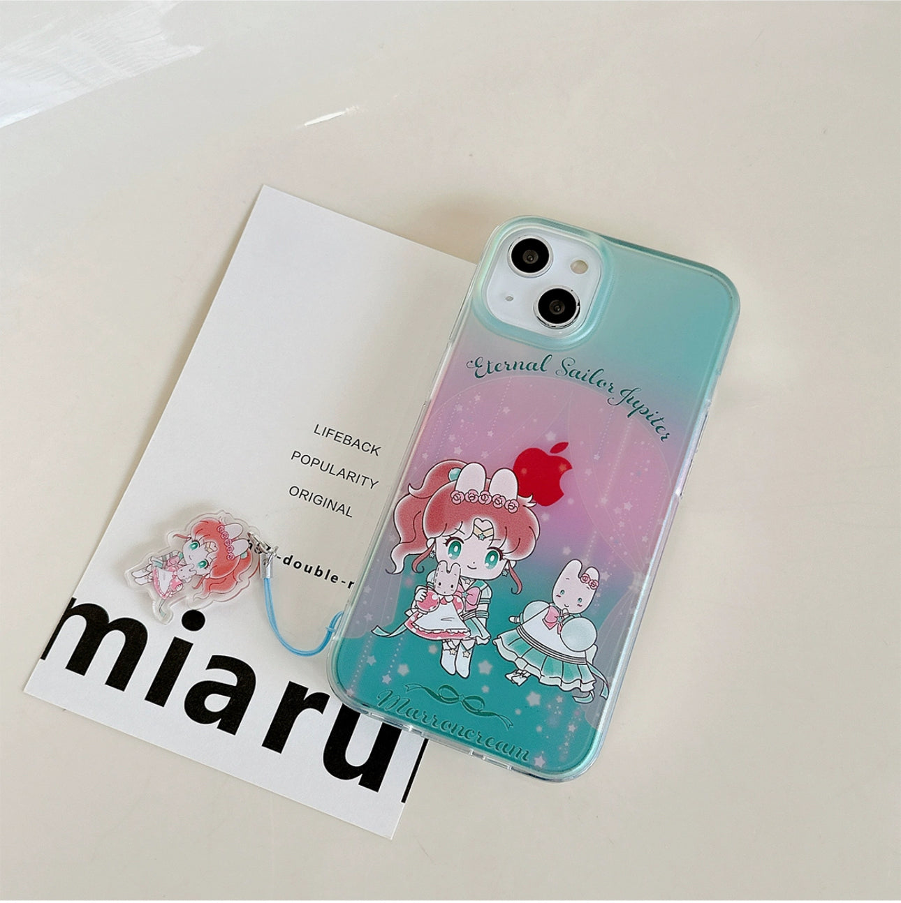 Japanese Cartoon iPhone Case with Strap | Laser Sailor Girl X My Melody Piano Marron Cream - iPhone Case Phone Case 7 8 PLUS SE2 XS XR X 11 12 13 14 15 16 Pro Promax 12mini 13mini KawaiiGiftLand