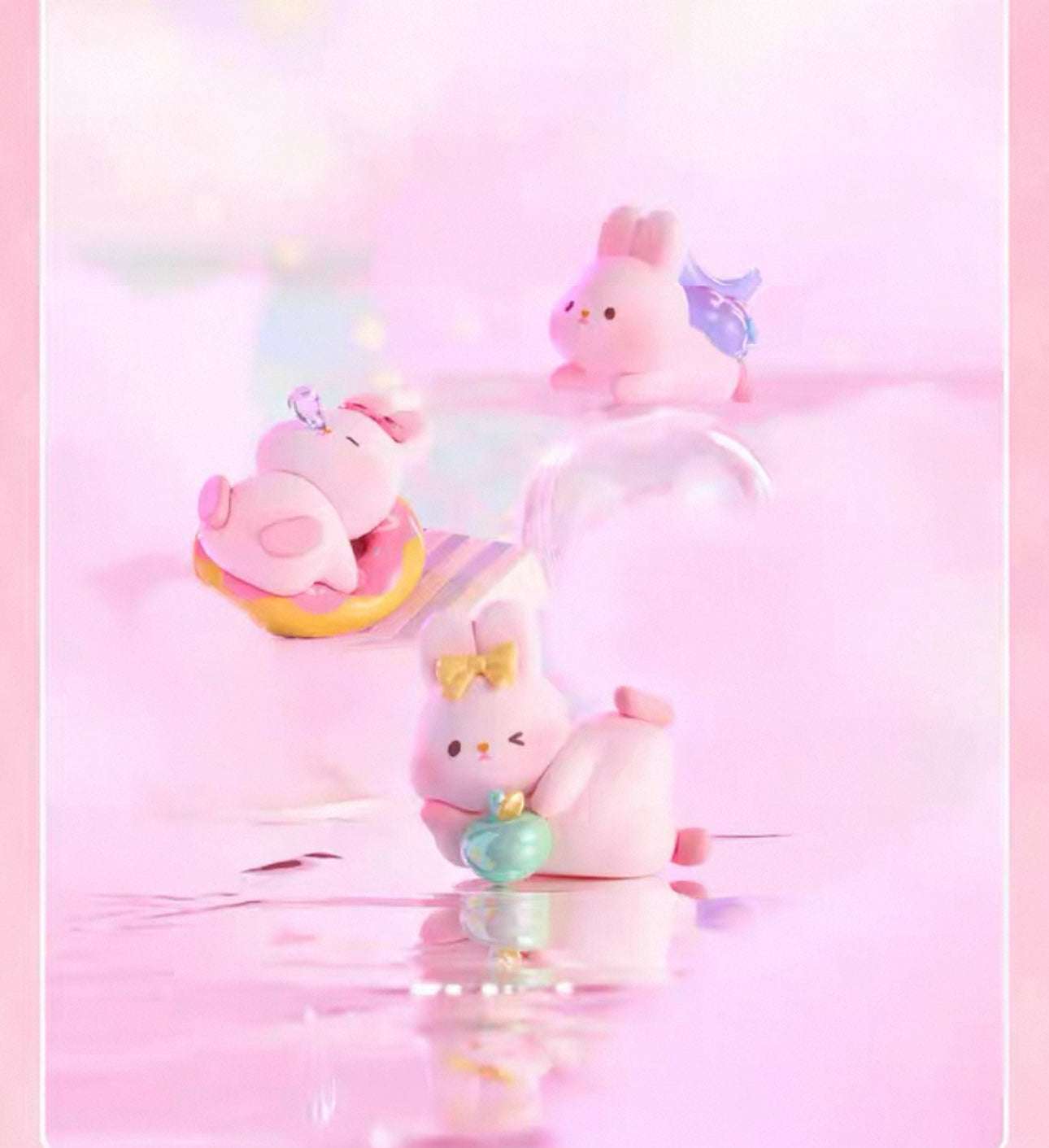 Momo with Bunny Kawaii Lovely Characters | 1 Bag 4pcs Mini Momo Bunny Fun Daily -Toy Collection Mystery Blind Bag