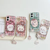 Japanese Cartoon ChiiKawa Laser Phone Case with Strap | Retro Plaid Rakko Kurimanju Shisa Furuhonya - Phone Case Samsung Galaxy S26 S25 S24 S23 S22 S21 FE Ultra Edge