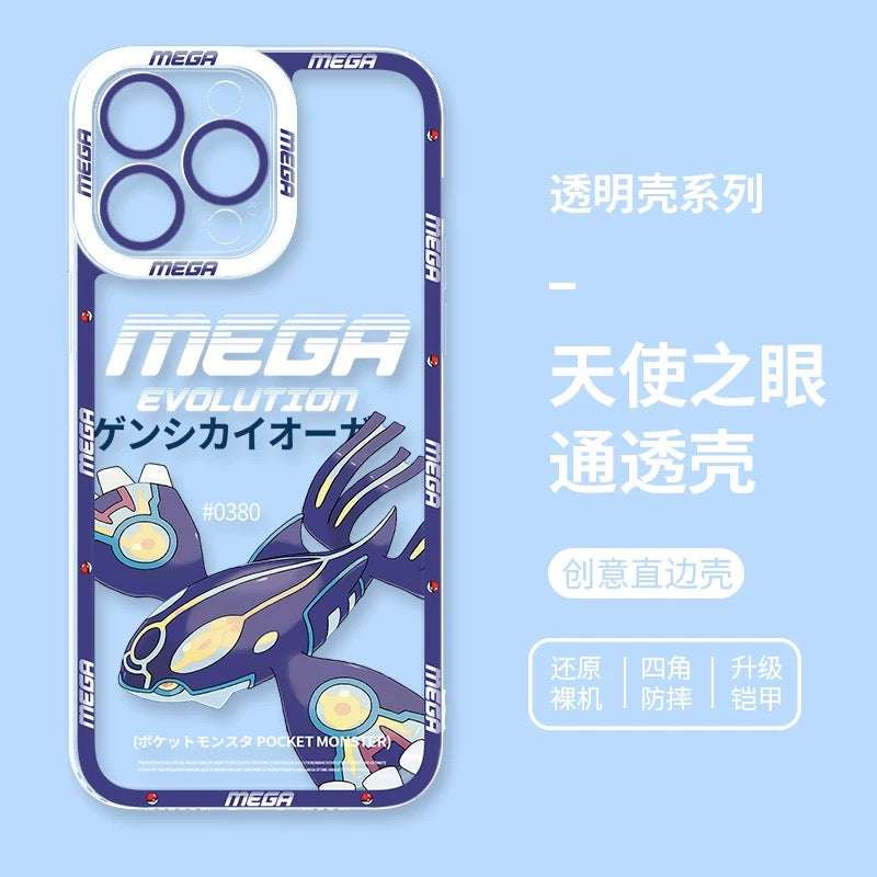 Japan Cartoon Pokemon Mega Evolution | Kyogre - iPhone Case 6 7 8 PLUS SE2 XS XR X 11 12 13 14 15 16 16e Pro Promax 12mini 13mini