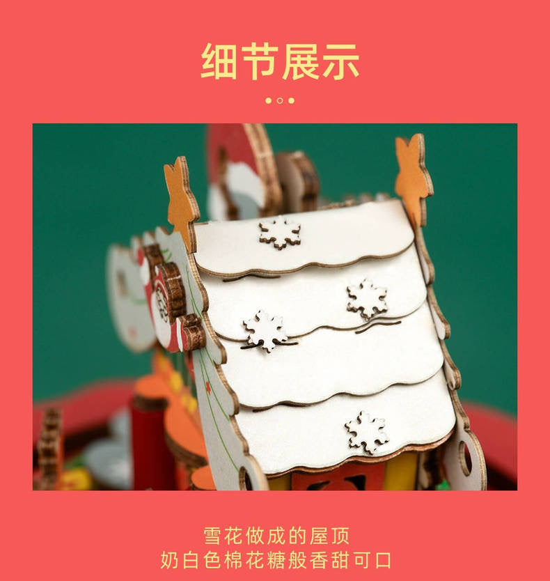 Craft Kits Wooden Music Box | Merry Christmas & Christmas Pink Deer - DIY Handmade Mini World Miniature Gift