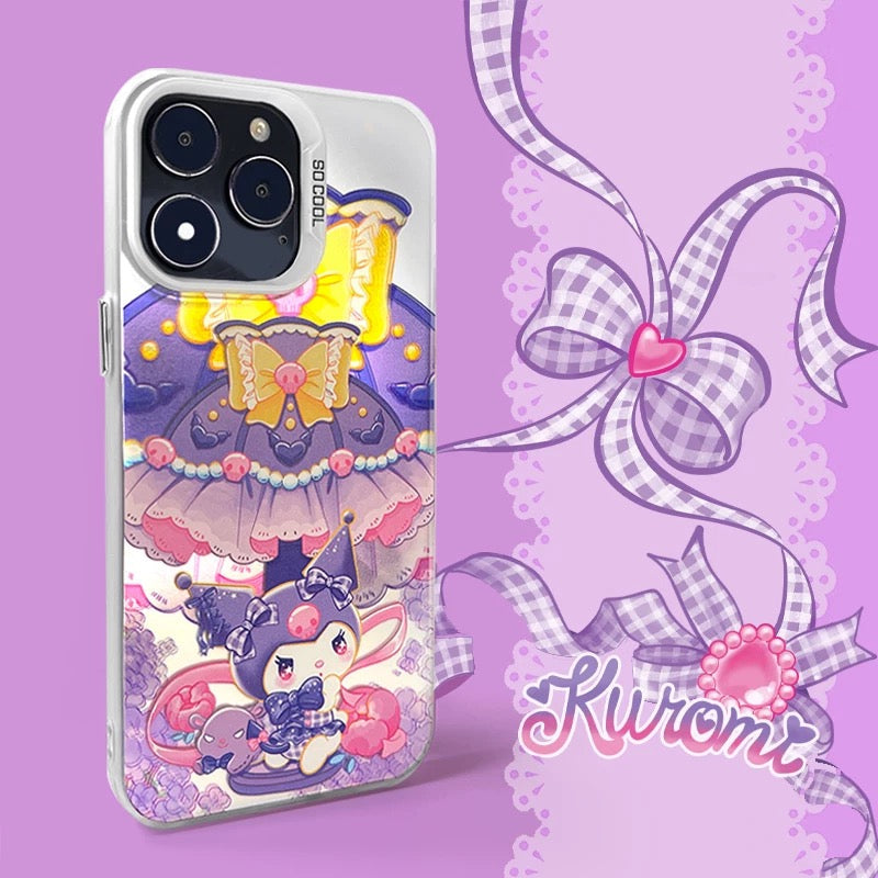 Japanese Cartoon Sanrio Ribbon Lolita | My Melody Kuromi Cinnamoroll Laser - iPhone Case 11 12 13 14 15 16 Pro Promax KawaiiGiftLand