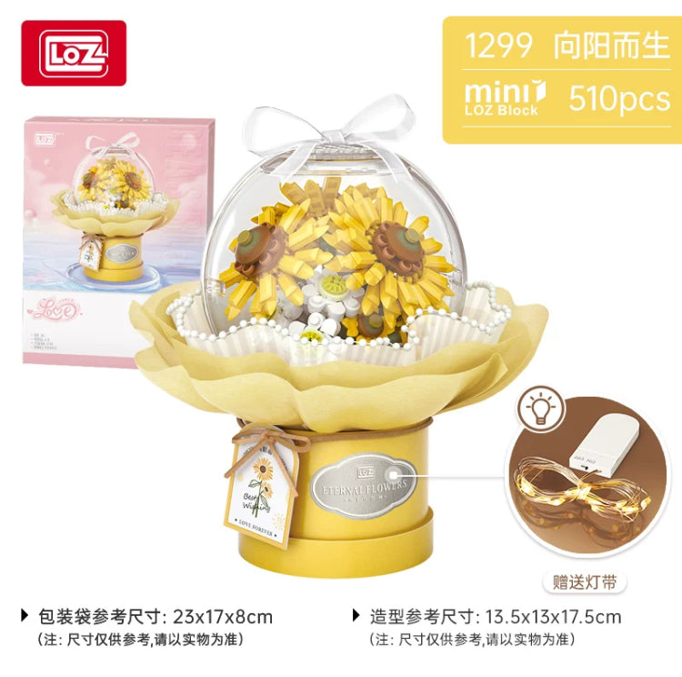 Loz Building Block Eternal Flowers Set | Rose SunFlower - with LED Lights Valentine Wedding Gift DIY Handmade Gift KawaiiGiftLand