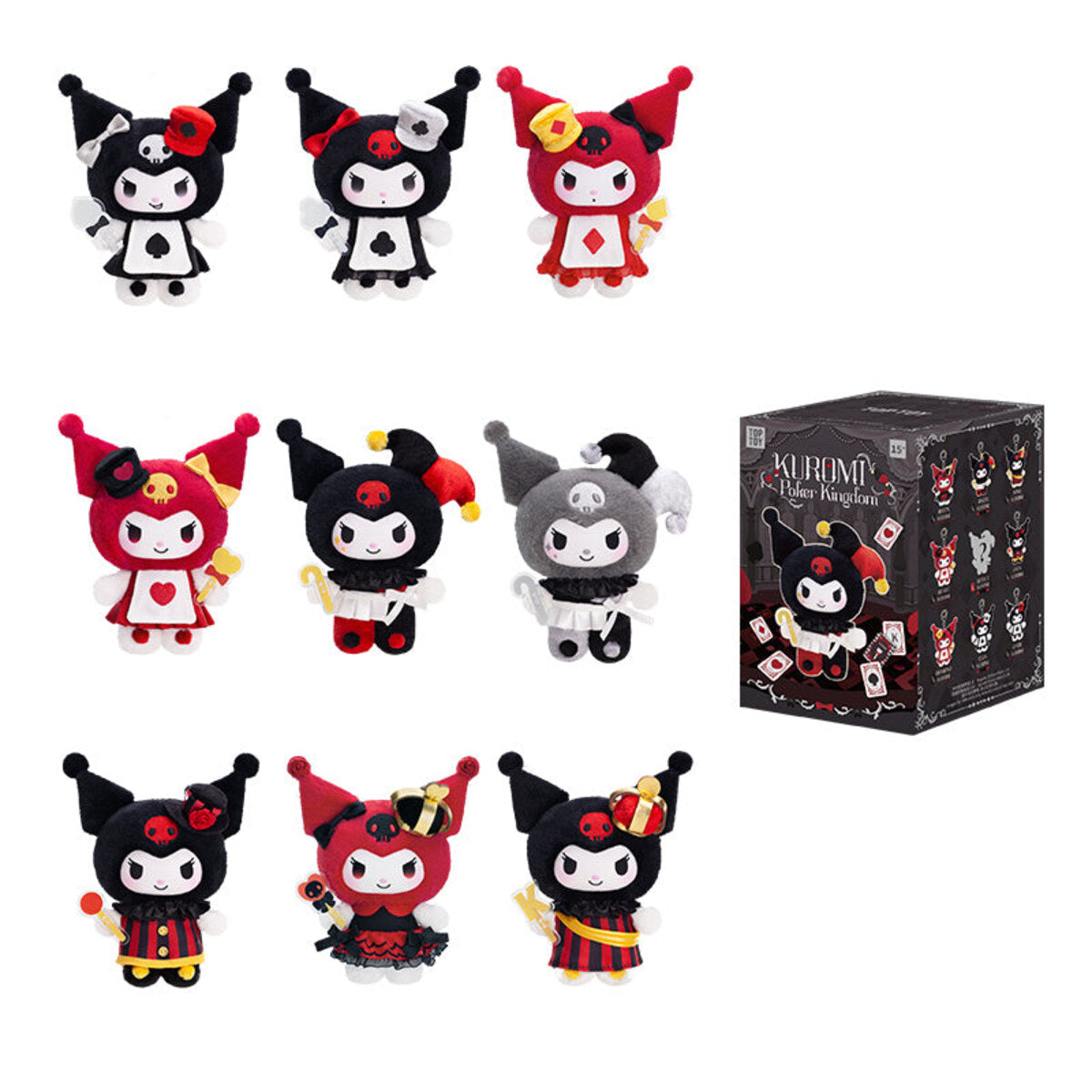 Kuromi Poker Kingdom Series blind box chart of all eight regular designs plus the secret edition