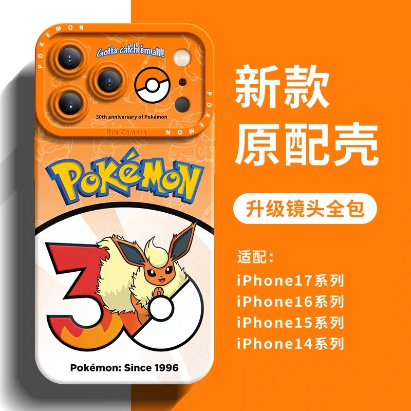 เคสซิลิโคนลายการ์ตูนญี่ปุ่น Pokemon รุ่นครบรอบ 30 ปี ตอนที่ 18 | อีวุยร่างพัฒนา Flareon Vaporeon Jolteon Espeon Umbreon Leafeon Glaceon Sylveon 8 สไตล์ - เคสโทรศัพท์ Samsung Galaxy S26 S25 S24 S23 FE Ultra Edge