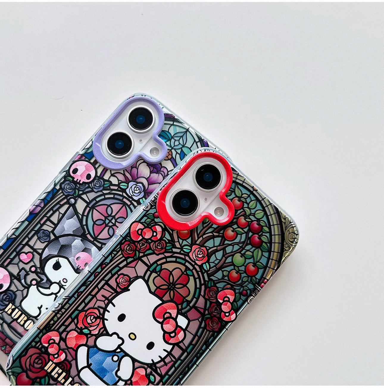 Japanese Cartoon Sanrio Laser Case with Strap | Glass Window Hello Kitty My Melody Kuromi Cinnamoroll - Phone Case Samsung Galaxy S26 S25 S24 S23 S22 S21 FE Ultra Edge