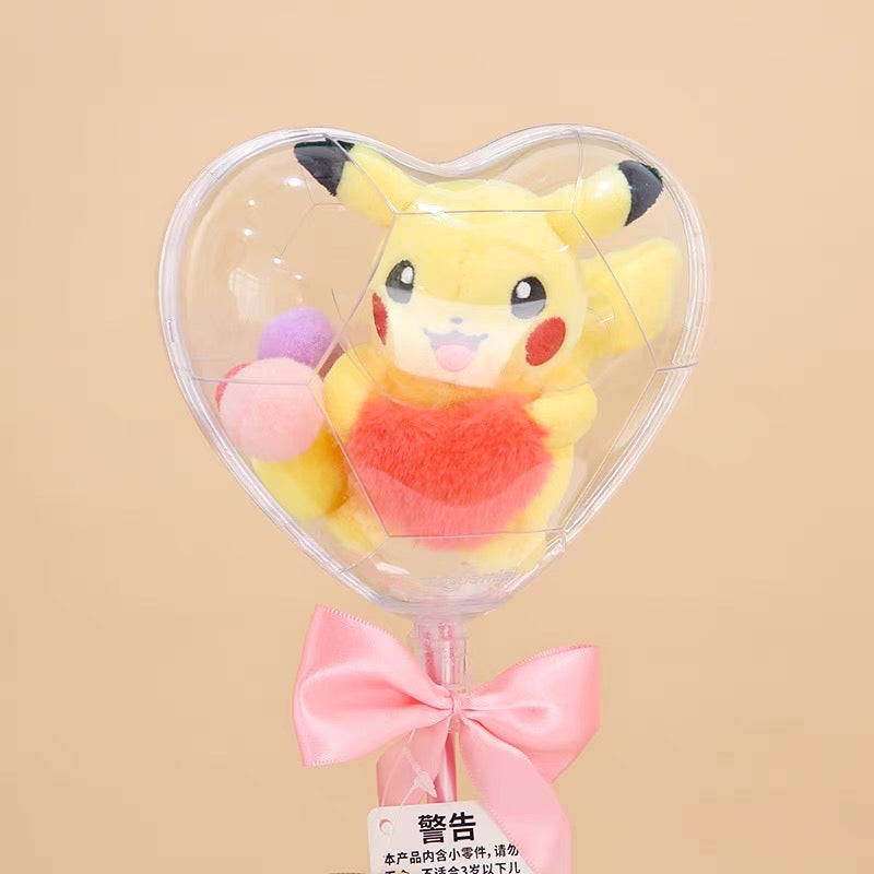 Japan Cartoon Pokemon | Pikachu Valentine Heart Flower  - Mascot Plush Doll Kawaii Decoration KawaiiGiftLand