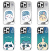 Japanese Cartoon ChiiKawa Clear with Mirror Silver Frame Phone Case | ChiiKawa Hachiware Usagi Aeroplane Window Wear Sunglass and Eating Ice Cream Blue - iPhone Case 12 13 14 15 16 17 Pro Promax