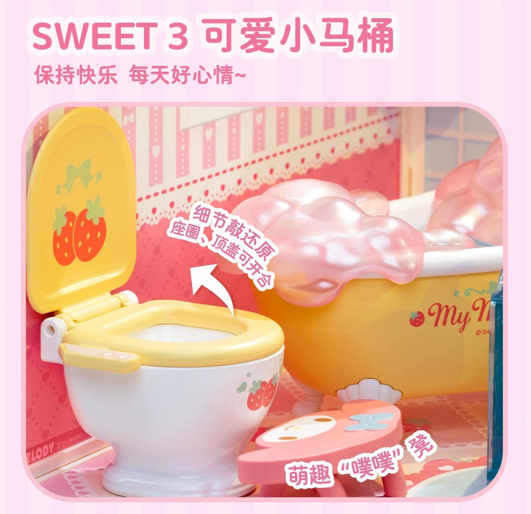 Rolife x Sanrio Character Sweet Room Craft Kits Set | My Melody Kuromi Sitting Room Bathroom Bedroom Cloakroom - DIY Handmade Wooden Mini World Miniature Gift KawaiiGiftLand