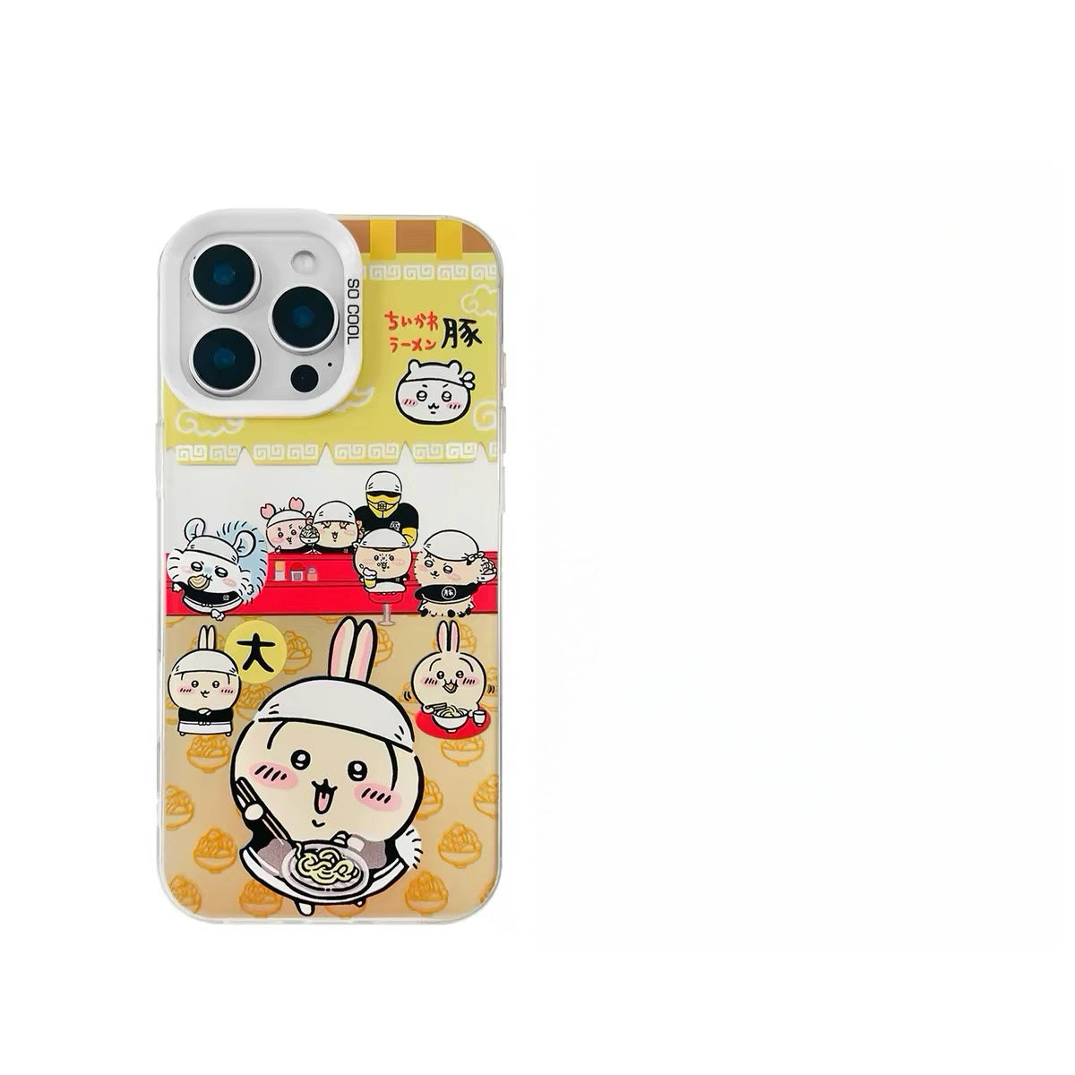 Japanese Cartoon ChiiKawa Pork Ramen Restaurant Laser Case | ChiiKawa Hachiware Usagi Momonga - iPhone Case 11 12 13 14 15 16 16e 17 17e 18 Pro Promax