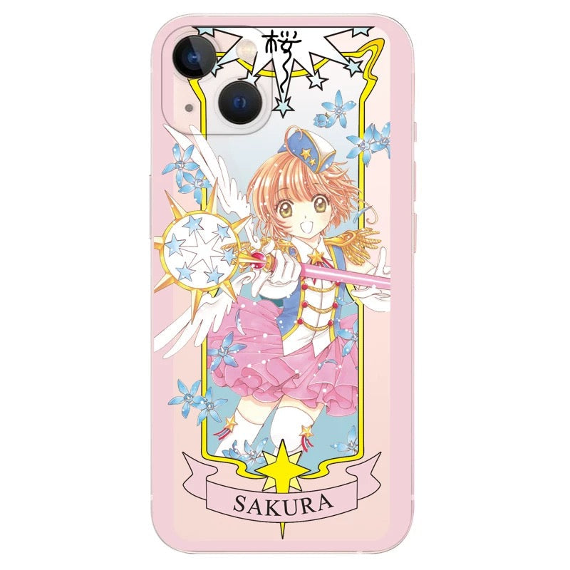 CardCaptorSakura Card Version Part 2 | Blue Flower & Yellow Daisy - iPhone Case 6 7 8 PLUS SE2 XS XR X 11 12 13 14 15 16 Pro Promax 12mini 13mini KawaiiGiftLand