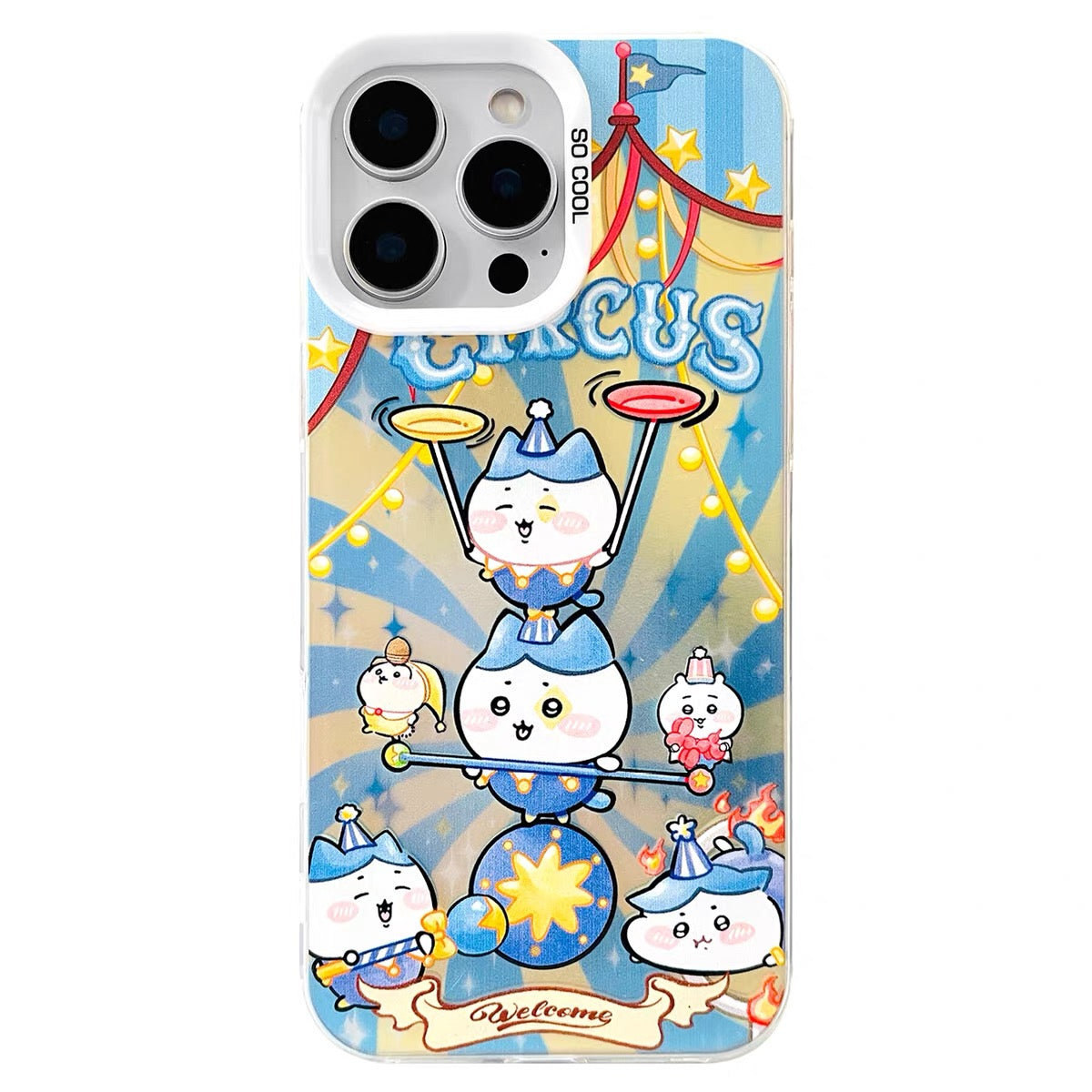 Japanese Cartoon ChiiKawa Circus Laser Case | ChiiKawa Hachiware Usagi Momonga - iPhone Case 11 12 13 14 15 16 16e 17 17e 18 Pro Promax