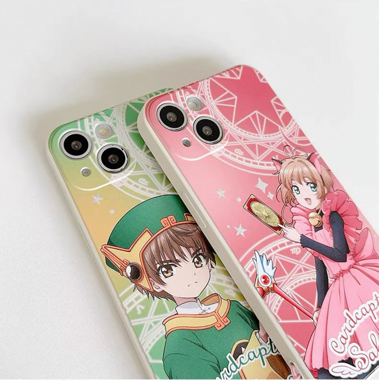 CardCaptorSakura Colourful White Case | Sakura & Syaoran Li - iPhone Case 7 8 PLUS SE2 XS XR X 11 12 13 14 15 16 Pro Promax 12mini 13mini KawaiiGiftLand