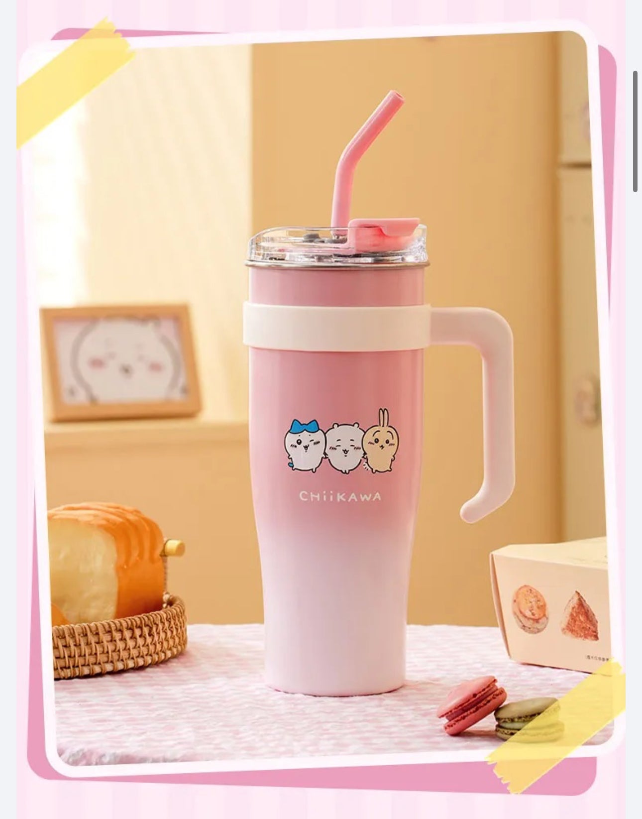 ChiiKawa X Miniso | Keep Cool Cup Tumbler with Straw - Kawaii Decoration Warm Cool Lovely Coffee Cup KawaiiGiftLand