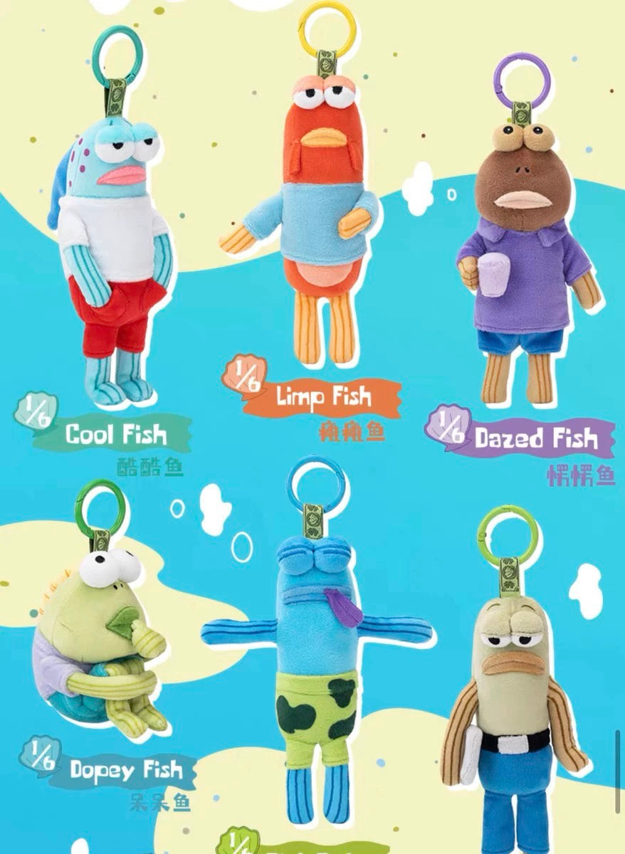 Popmart Spongebob Bikini Bottom Buddies Series Limited Edition | Whimsical Plush Fish Keychain - Collectable Toys Mystery Blind Box