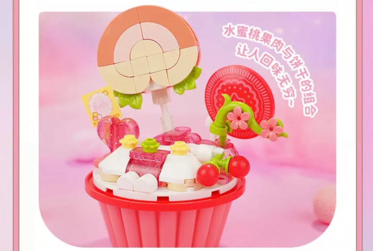 Sanrio Little Twin Stars Kiki Lala Dessert Peach & Lemon Cake Building Blocks Toy Collections KawaiiGiftLand