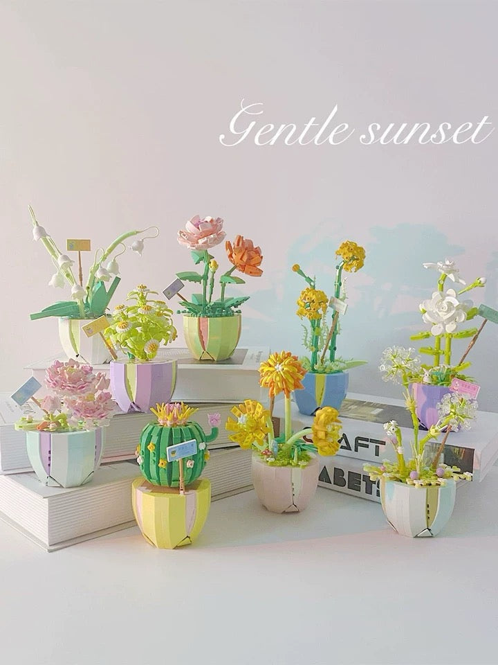 Mini Block Building Flower Dairy | Rose Jasmine Lilybell Daisy Cactus - Tiny Particle Assembly DIY Handmade Gift KawaiiGiftLand