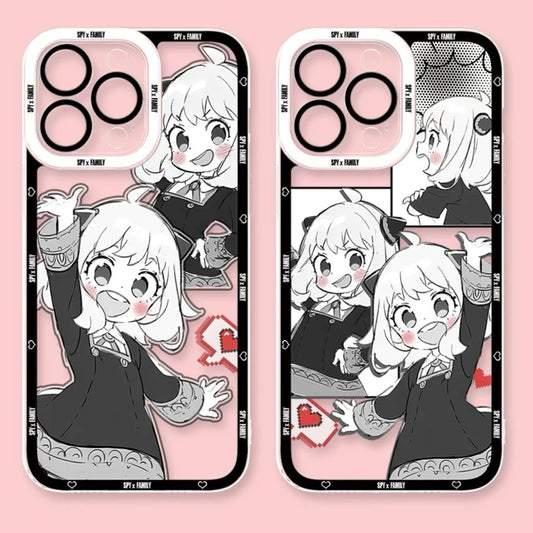 Japan Cartoon SPY Family Anya Forger | Comic 2 Styles - iPhone Case PLUS SE2 XS XR X 11 12 13 14 15 16 16e 17 17e Pro Promax 12mini 13mini