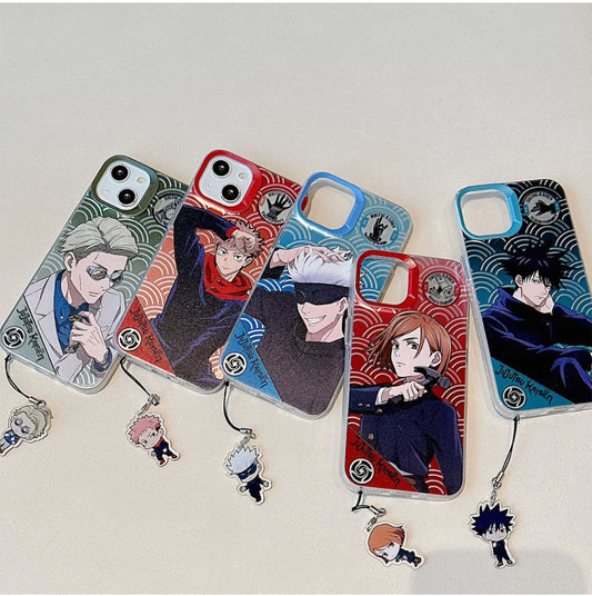 Japanese Anime Jujutsu Kaisen Phone Case with Strap | Satoru Yuji Megumi Nanami Kugisaki Nobara - iPhone Case 7 8 PLUS SE2 XS XR X 11 12 13 14 15 16 Pro Promax 12mini 13mini