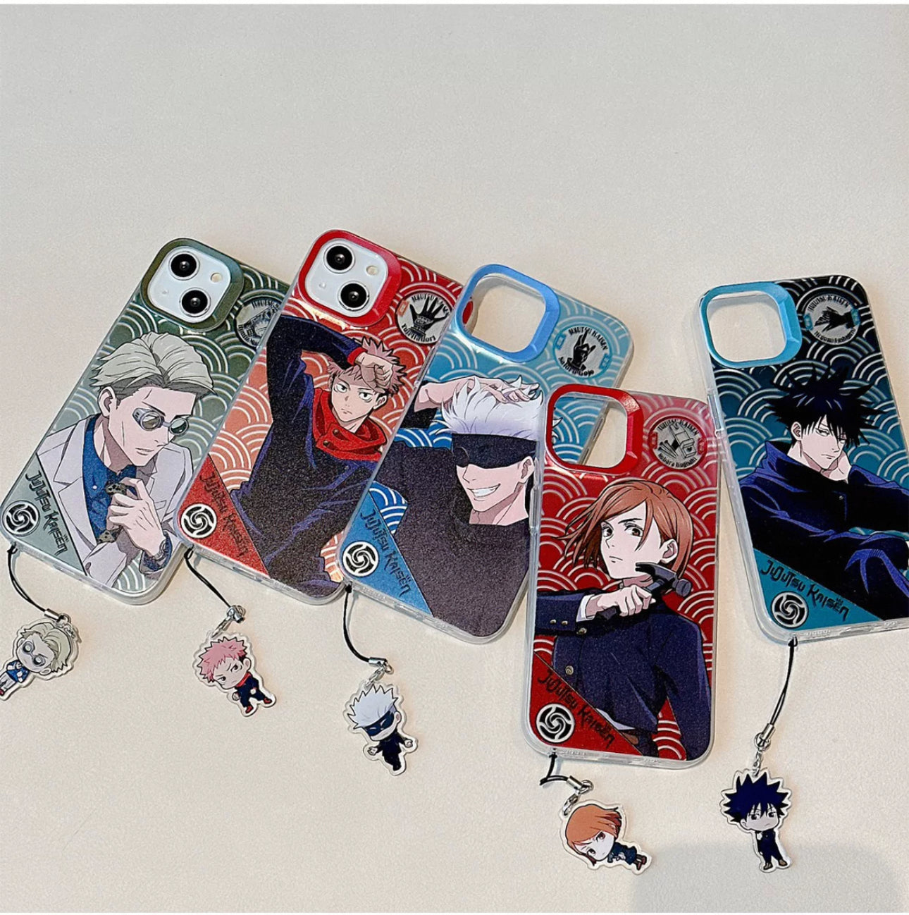 Japanese Anime Jujutsu Kaisen Phone Case with Strap | Satoru Yuji Megumi Nanami Kugisaki Nobara - iPhone Case 7 8 PLUS SE2 XS XR X 11 12 13 14 15 16 Pro Promax 12mini 13mini