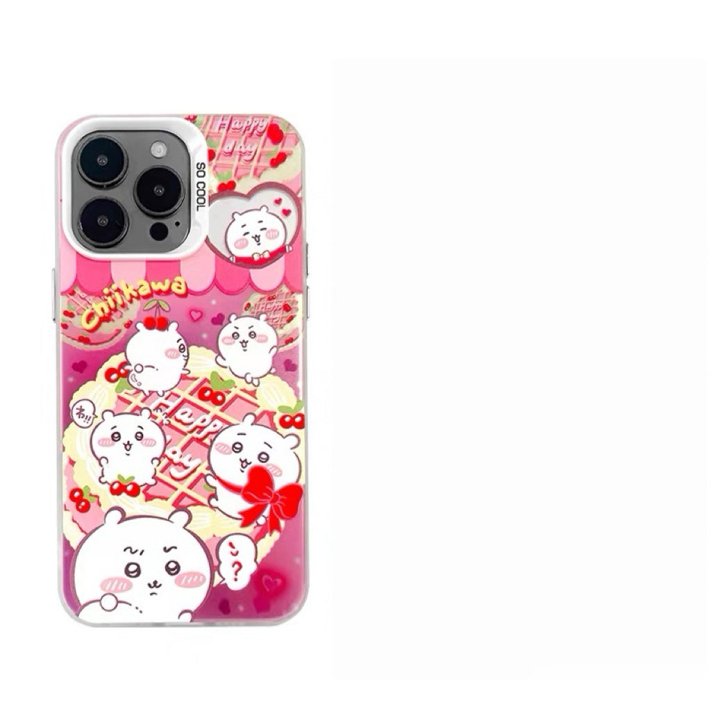 Japanese Cartoon ChiiKawa Happy Day with Sweets Laser Case | ChiiKawa Hachiware Usagi - iPhone Case 11 12 13 14 15 16 16e 17 17e 18 Pro Promax