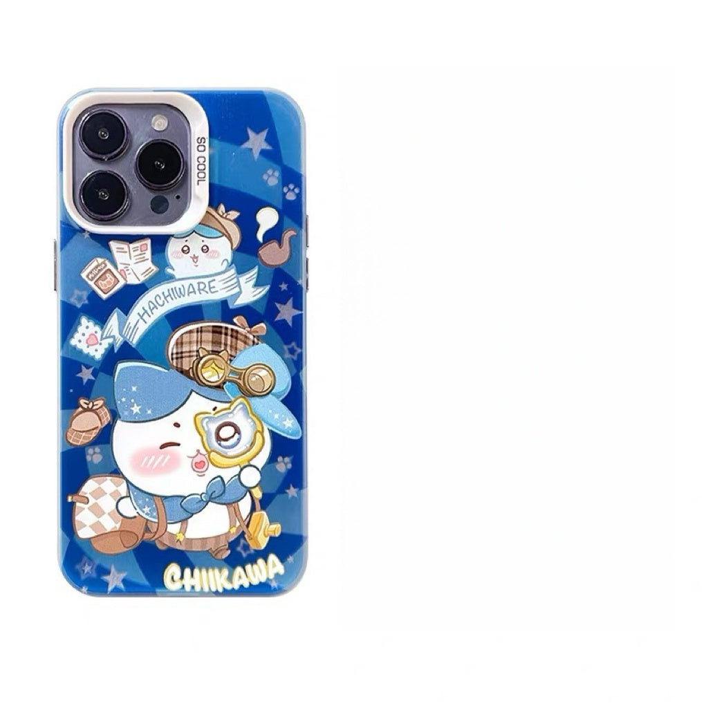 Japanese Cartoon ChiiKawa Detective Laser Case | ChiiKawa Hachiware Usagi Momonga - iPhone Case 11 12 13 14 15 16 16e 17 17e 18 Pro Promax