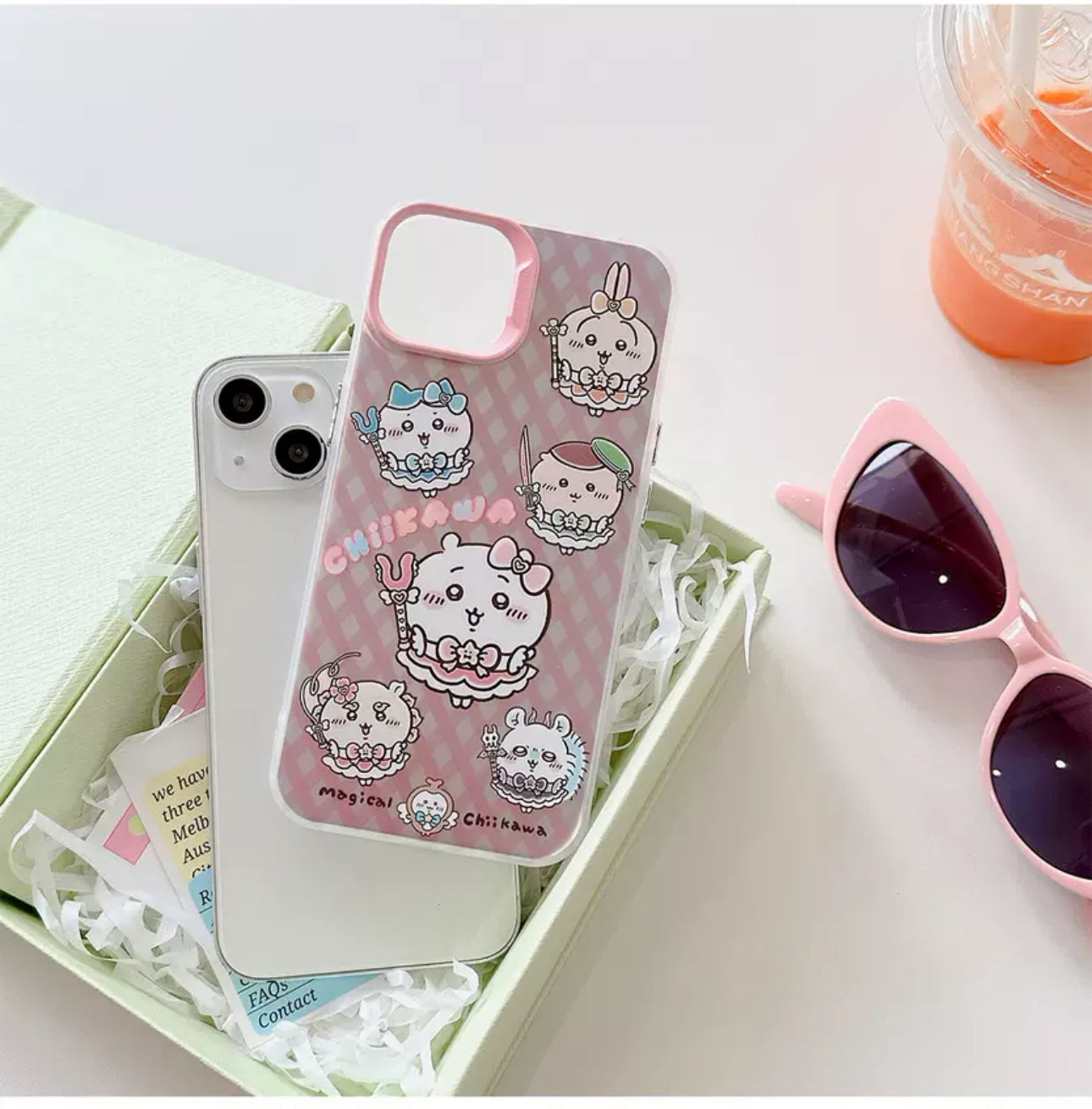 Japanese Cartoon iPhone Case with Strap | Laser ChiiKawa Magic Girls - iPhone CasePhone Case 7 8 PLUS SE2 XS XR X 11 12 13 14 15 16 Pro Promax 12mini 13mini KawaiiGiftLand