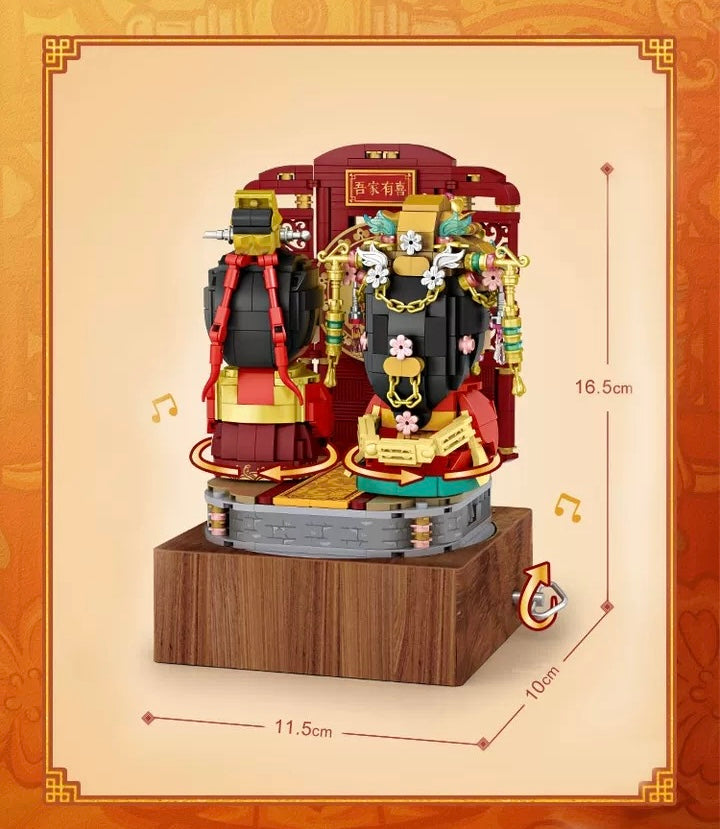 Loz Building Mini Block Characters Music Box | Chinese Wedding Bridegroom Bride - Valentine Wedding DIY Handmade Gift KawaiiGiftLand