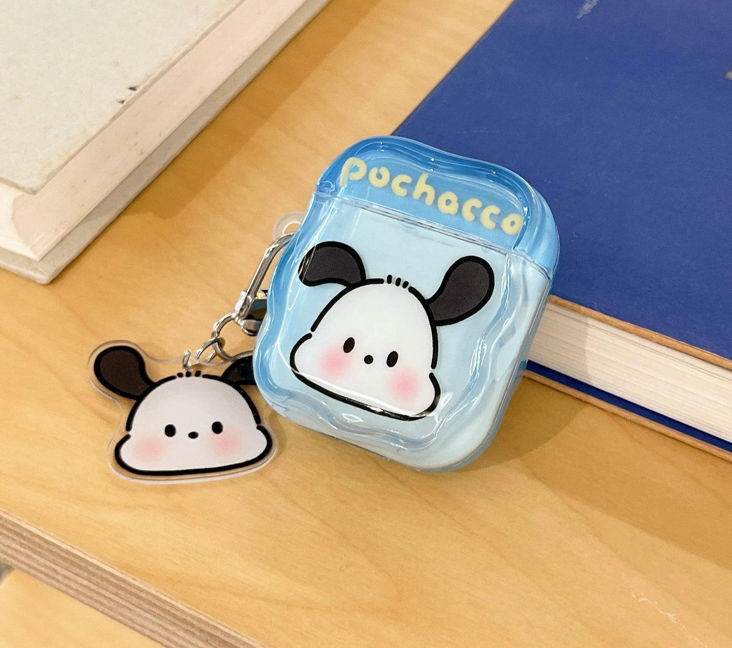 Japanese Cartoon Candy Colour Hello Kitty My Melody Kuromi Pompompurin Pochacco Red Pink Purple Yellow Blue with Keychain - AirPods AirPodsPro AirPods3 AirPods4 Case KawaiiGiftLand