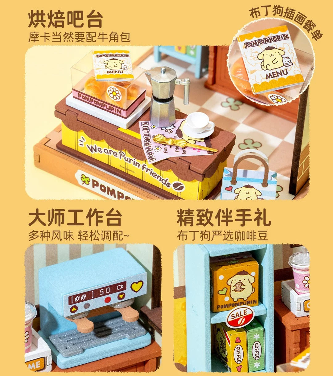 Rolife x Sanrio Character Style Shopping Street Craft Kits Set | Hello Kitty My Melody Pompompurin Pochacco - DIY Handmade Wooden Mini World Miniature Gift KawaiiGiftLand