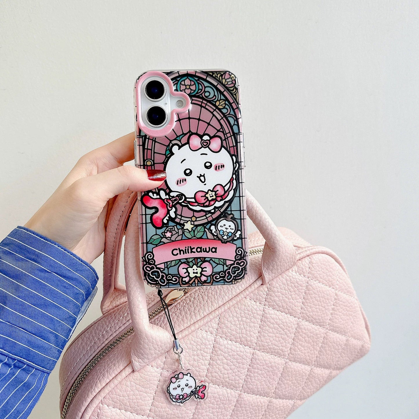 Japanese Cartoon iPhone Case with Strap | Laser Magical Girl with Glass Window Chiikawa Hachiware Usagi Momonga Magic - iPhone CasePhone Case 7 8 PLUS SE2 XS XR X 11 12 13 14 15 Pro Promax 12mini 13mini KawaiiGiftLand